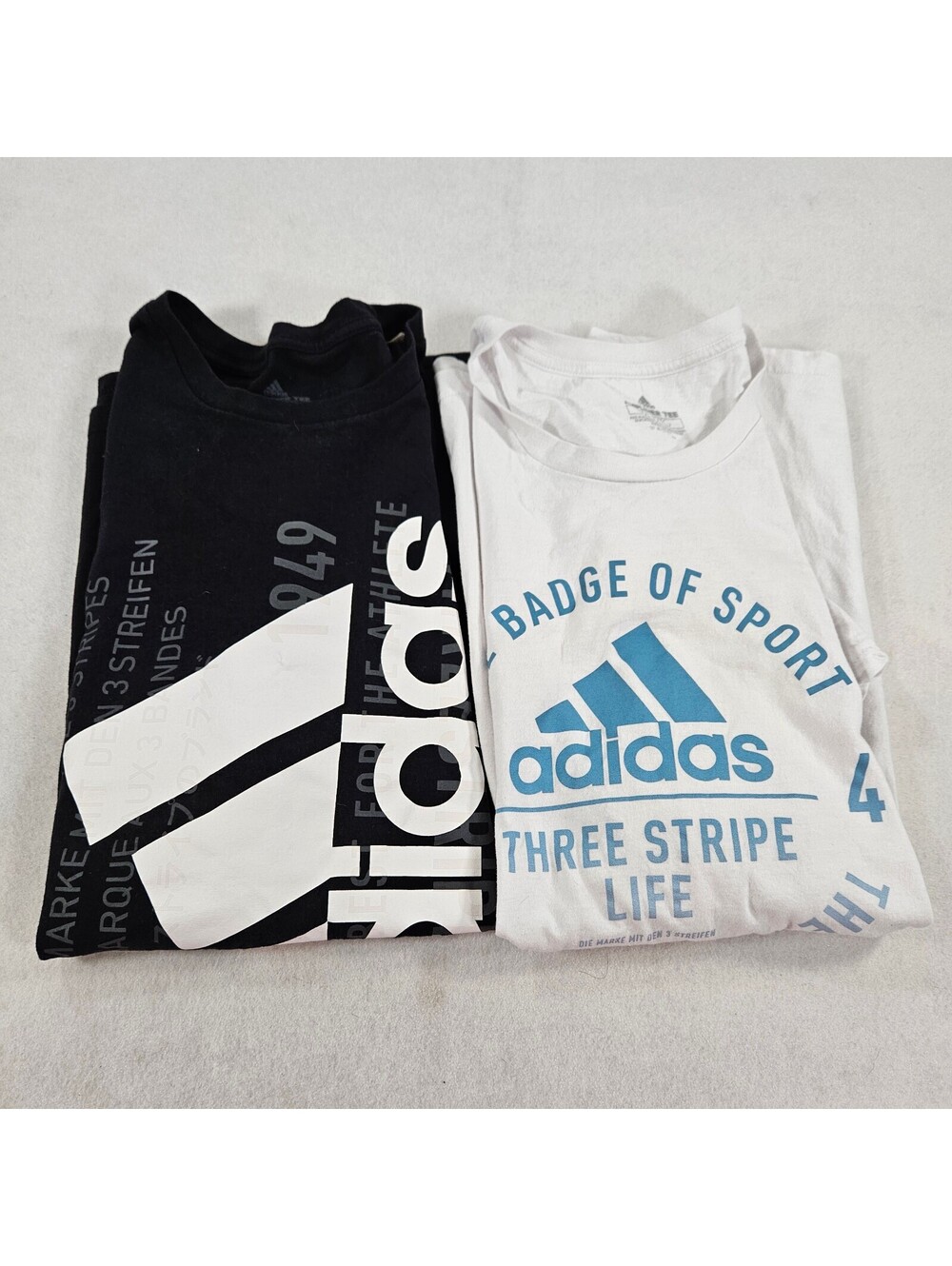 Lot of 2 Adidas Mens XXL Graphic T Shirts Amplifier Tee Logo Black White 2XL